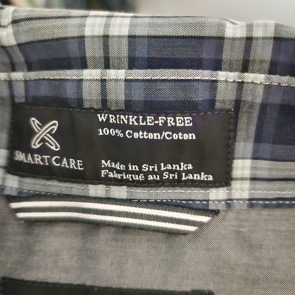 Nordstrom Mens Shop Trim Fit Black Watch Plaid Wrinkle Free Cotton Shirt Size L - Picture 2 of 4